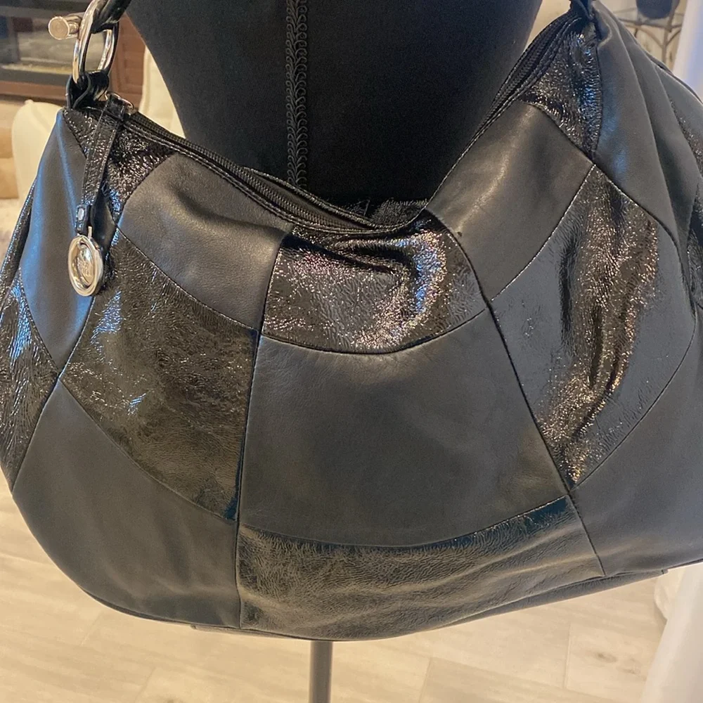 Franco Sarco, patent leather shoulder bag black